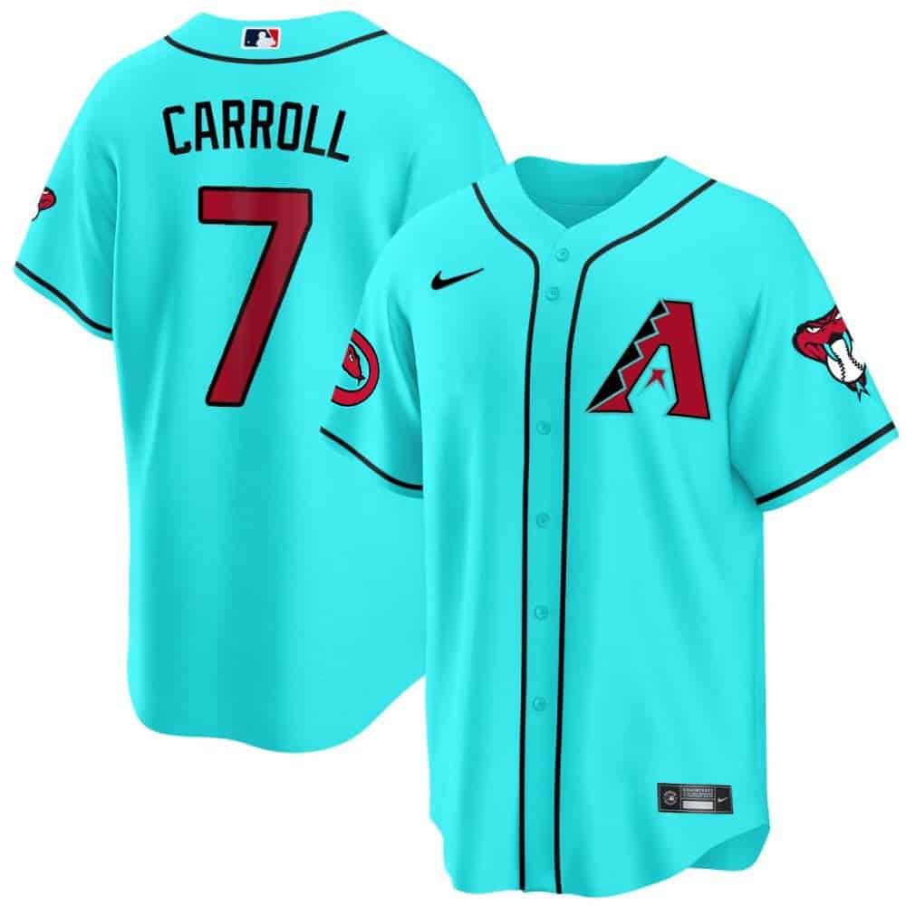 Men Arizona Diamondback #7 Carroll Light Blue 2024 Nike Cool Base MLB Jersey->arizona diamondback->MLB Jersey
